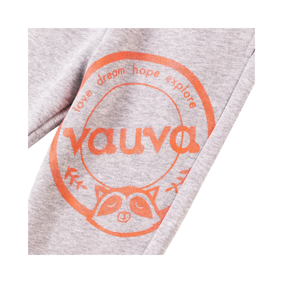 VAUVA Vauva Boys Raccoon Love Dream Hope Explore Causal Long Pants - Grey Bottoms