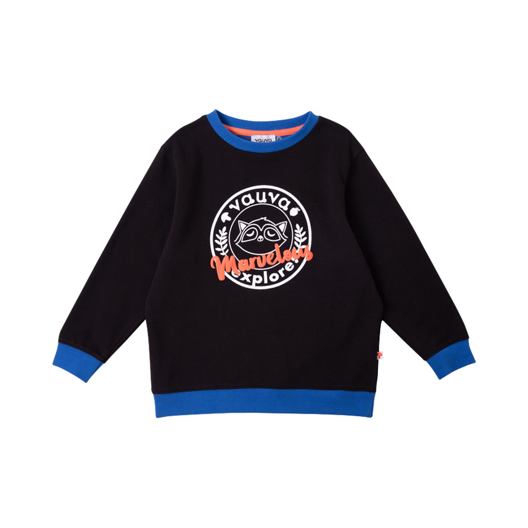 VAUVA Vauva Boys Raccoon Marvelous Sweatshirt - Black Sweatshirts