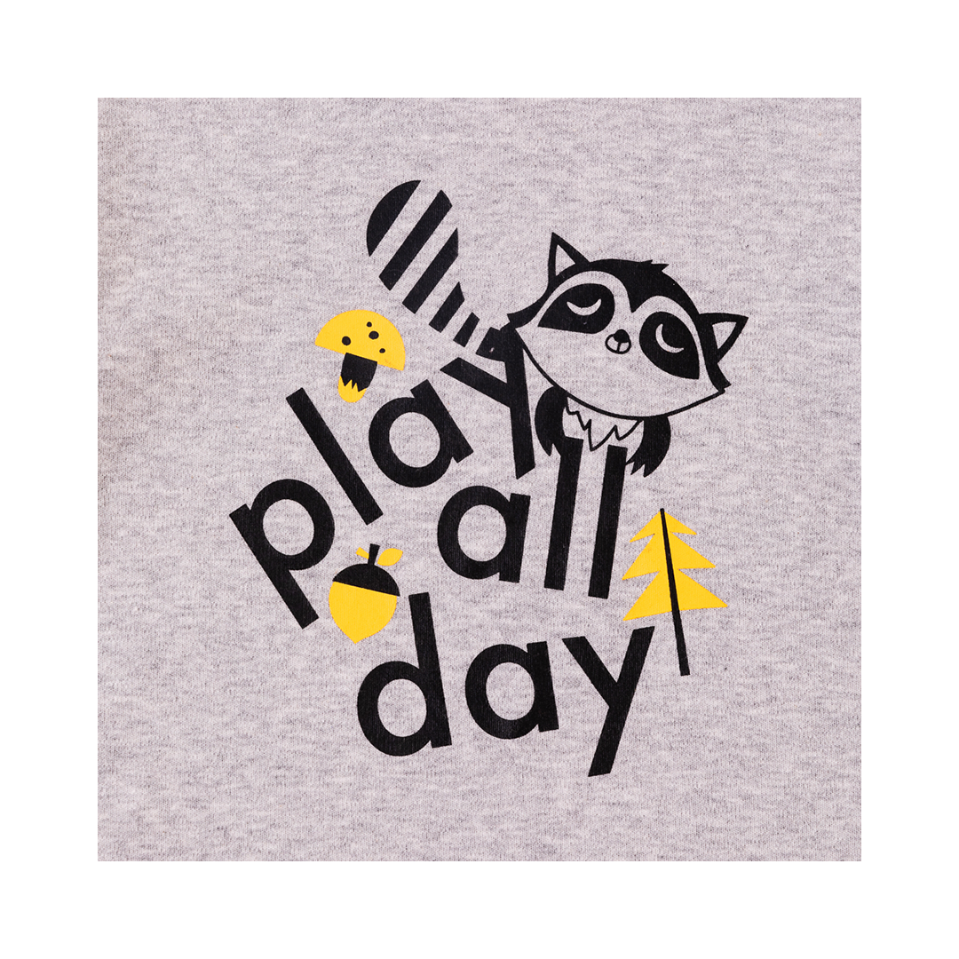 VAUVA Vauva Boys Raccoon Play All Day Long Sleeves Tee - Grey Tops