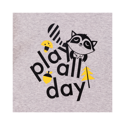 VAUVA Vauva Boys Raccoon Play All Day Long Sleeves Tee - Grey Tops