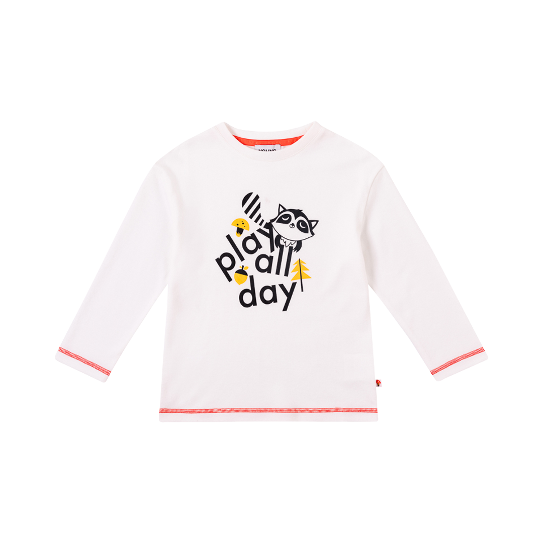 VAUVA Vauva Boys Raccoon Play All Day Long Sleeves Tee - White Tops