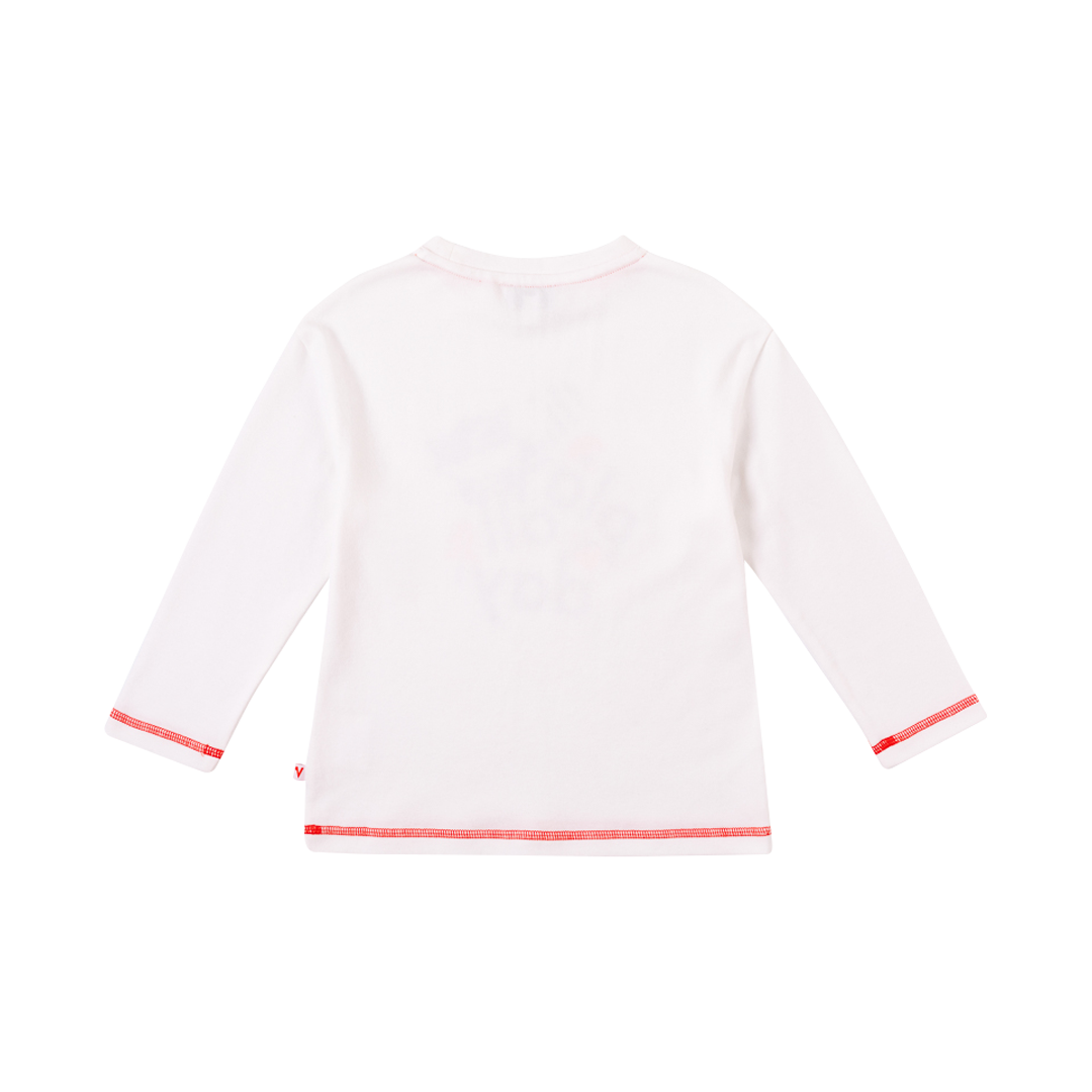 VAUVA Vauva Boys Raccoon Play All Day Long Sleeves Tee - White Tops