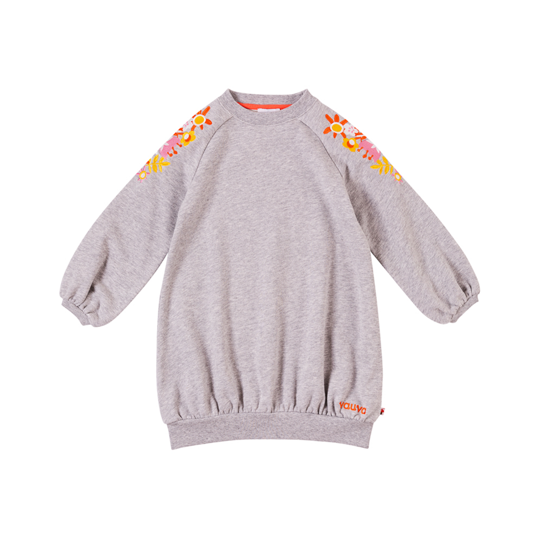 VAUVA Vauva Girls Embroidery Flower on Shoulders Sweatshirt - Grey Sweatshirts