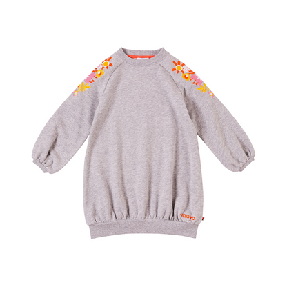 VAUVA Vauva Girls Embroidery Flower on Shoulders Sweatshirt - Grey Sweatshirts