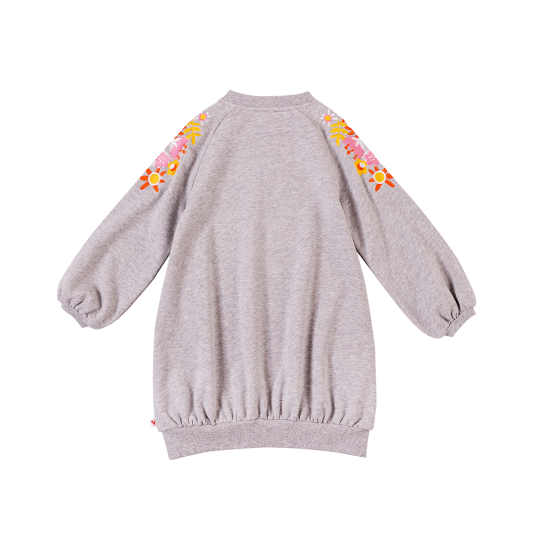 Vauva Girls Embroidery Flower on Shoulders Sweatshirt - Grey