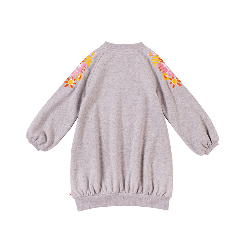 Vauva Girls Embroidery Flower on Shoulders Sweatshirt - Grey