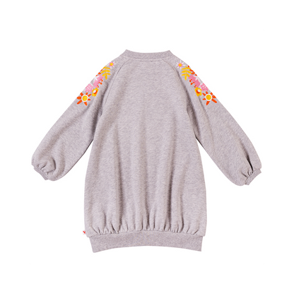 VAUVA Vauva Girls Embroidery Flower on Shoulders Sweatshirt - Grey Sweatshirts