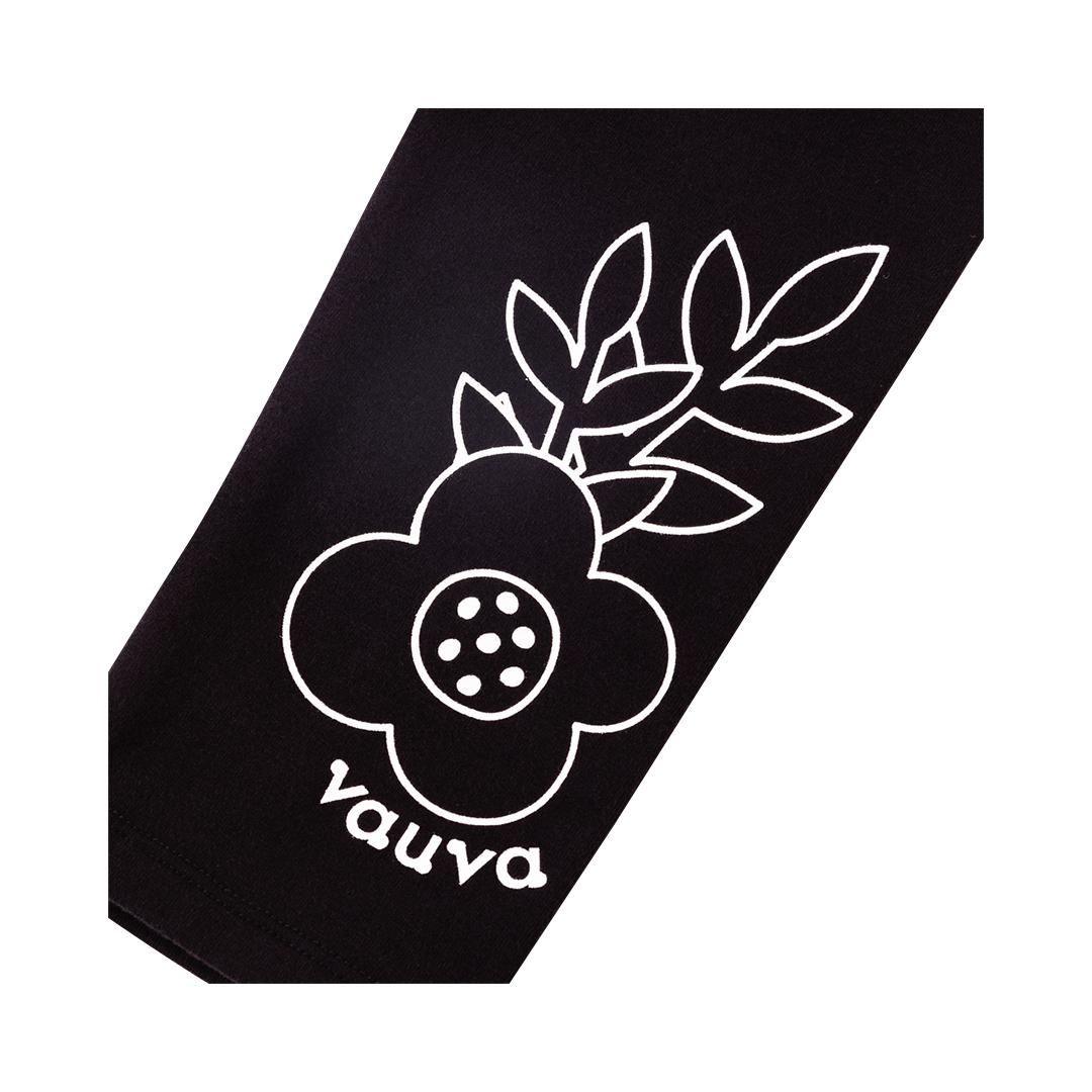 VAUVA Vauva Girls Flowers Organic Cotton Leggings - Black Leggings