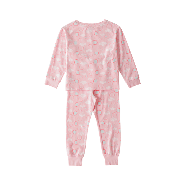 Vauva女孩長袖彩虹睡眠套裝 - 粉紅色