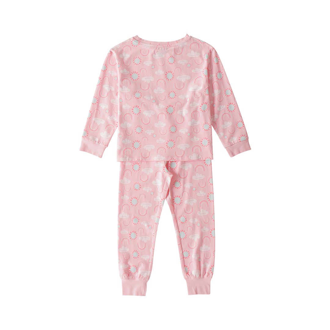 VAUVA Vauva Girls Long Sleeves Rainbow Sleeping Wear Set - Pink Sleepsuits