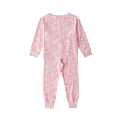 VAUVA Vauva Girls Long Sleeves Rainbow Sleeping Wear Set - Pink Sleepsuits