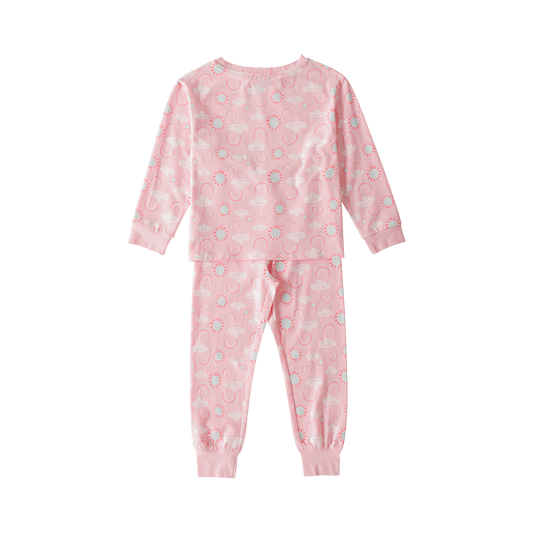 VAUVA Vauva Girls Long Sleeves Rainbow Sleeping Wear Set - Pink Sleepsuits
