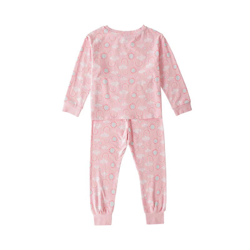 Vauva Girls Long Sleeves Rainbow Sleeping Wear Set - Pink