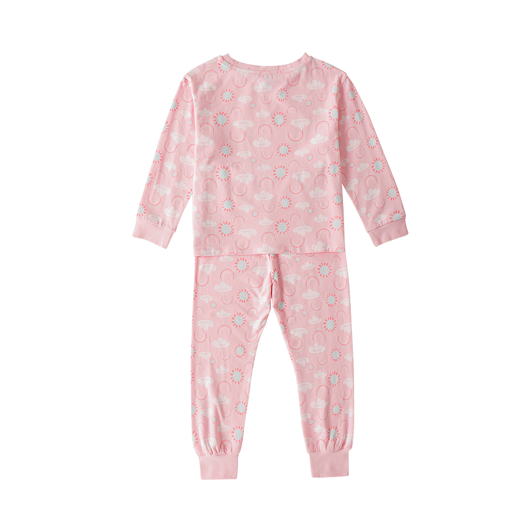 VAUVA Vauva Girls Long Sleeves Rainbow Sleeping Wear Set - Pink Sleepsuits