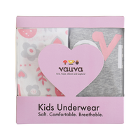 Vauva Girls Organic Cotton Underwear - Vauva Pattern / Grey Love
