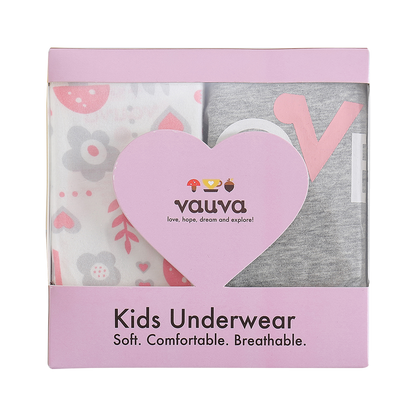 VAUVA Vauva Girls Organic Cotton Underwear - Vauva Pattern / Grey Love Underwear