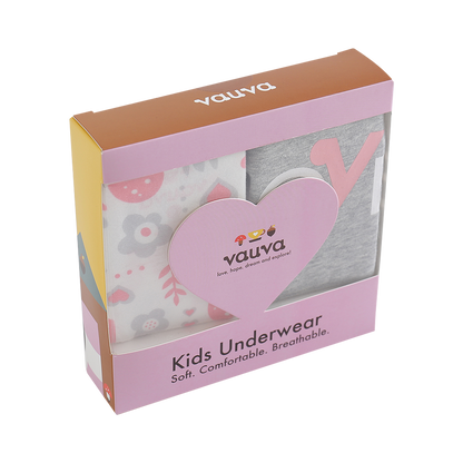 VAUVA Vauva Girls Organic Cotton Underwear - Vauva Pattern / Grey Love Underwear