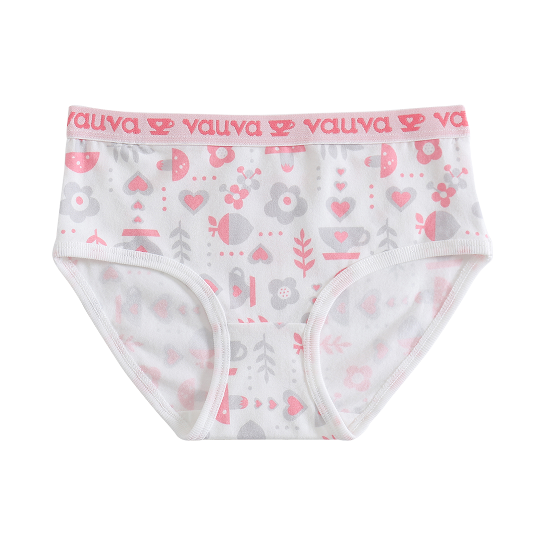 VAUVA Vauva Girls Organic Cotton Underwear - Vauva Pattern / Grey Love Underwear