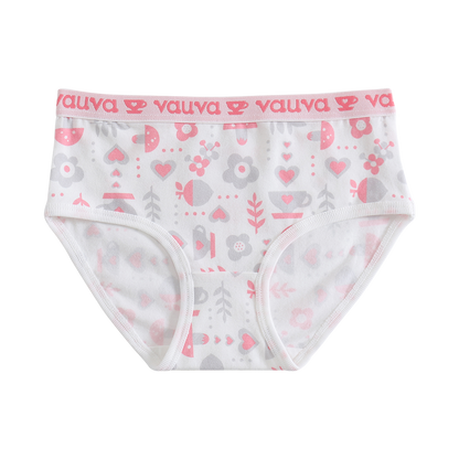 VAUVA Vauva Girls Organic Cotton Underwear - Vauva Pattern / Grey Love Underwear