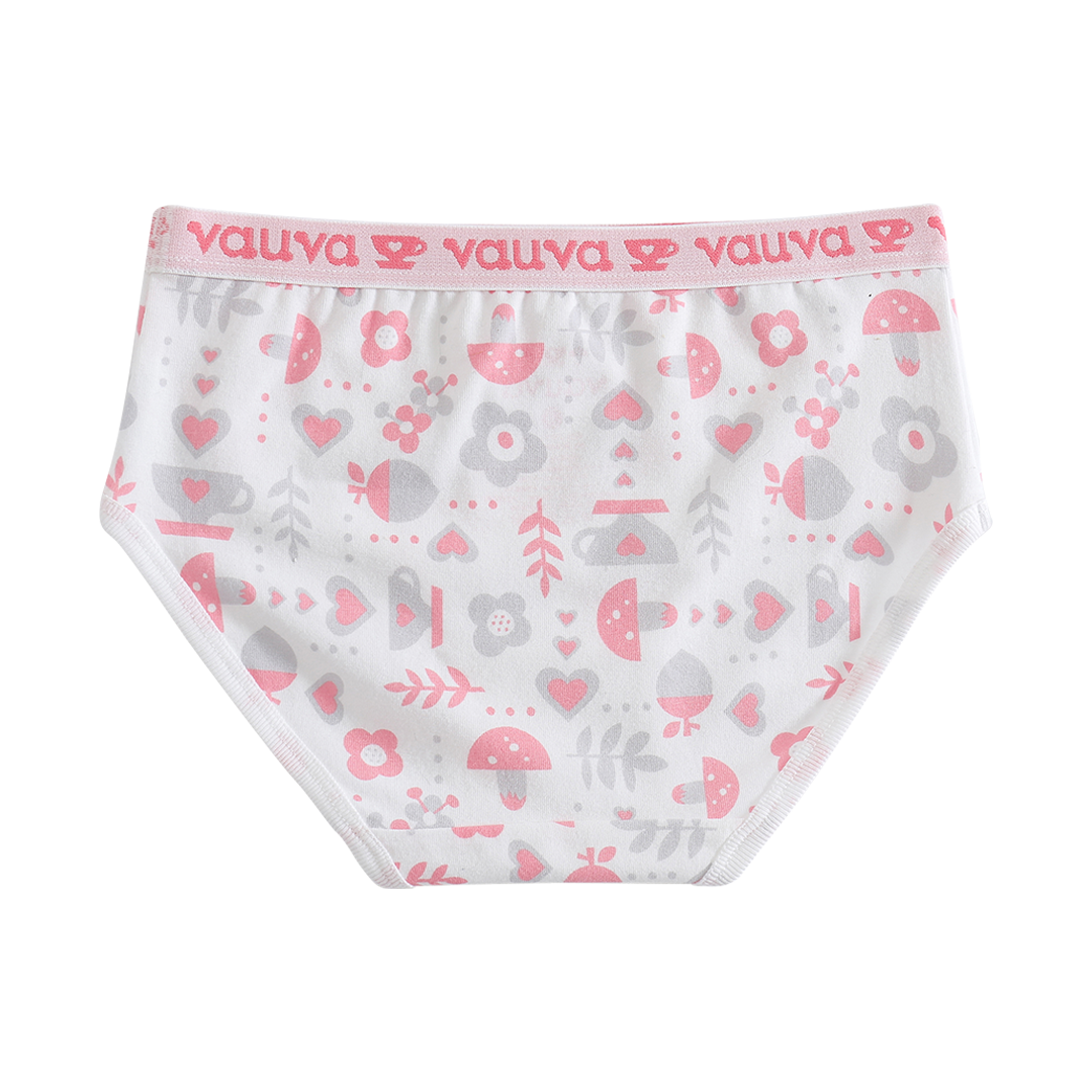 VAUVA Vauva Girls Organic Cotton Underwear - Vauva Pattern / Grey Love Underwear