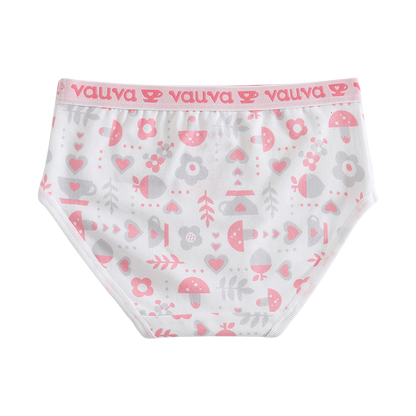 VAUVA Vauva Girls Organic Cotton Underwear - Vauva Pattern / Grey Love Underwear