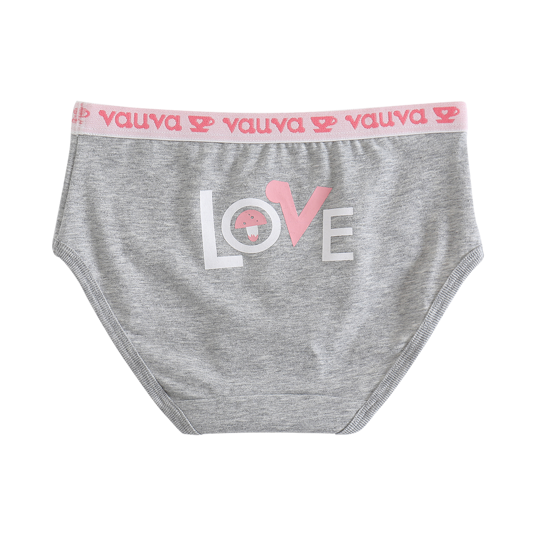 VAUVA Vauva Girls Organic Cotton Underwear - Vauva Pattern / Grey Love Underwear