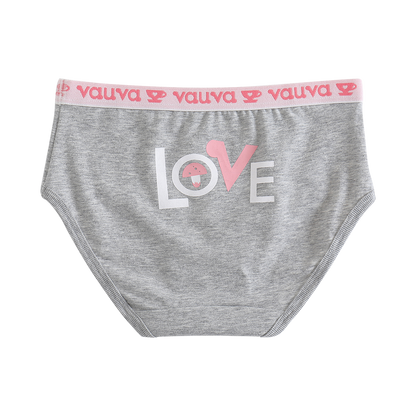 VAUVA Vauva Girls Organic Cotton Underwear - Vauva Pattern / Grey Love Underwear