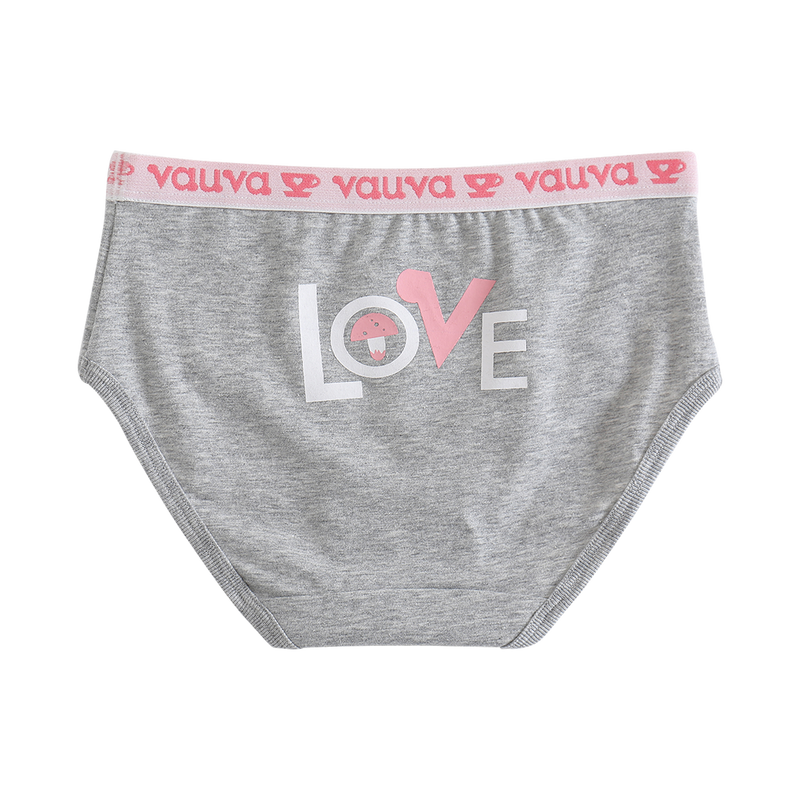 Vauva Girls Organic Cotton Underwear - Vauva Pattern / Grey Love