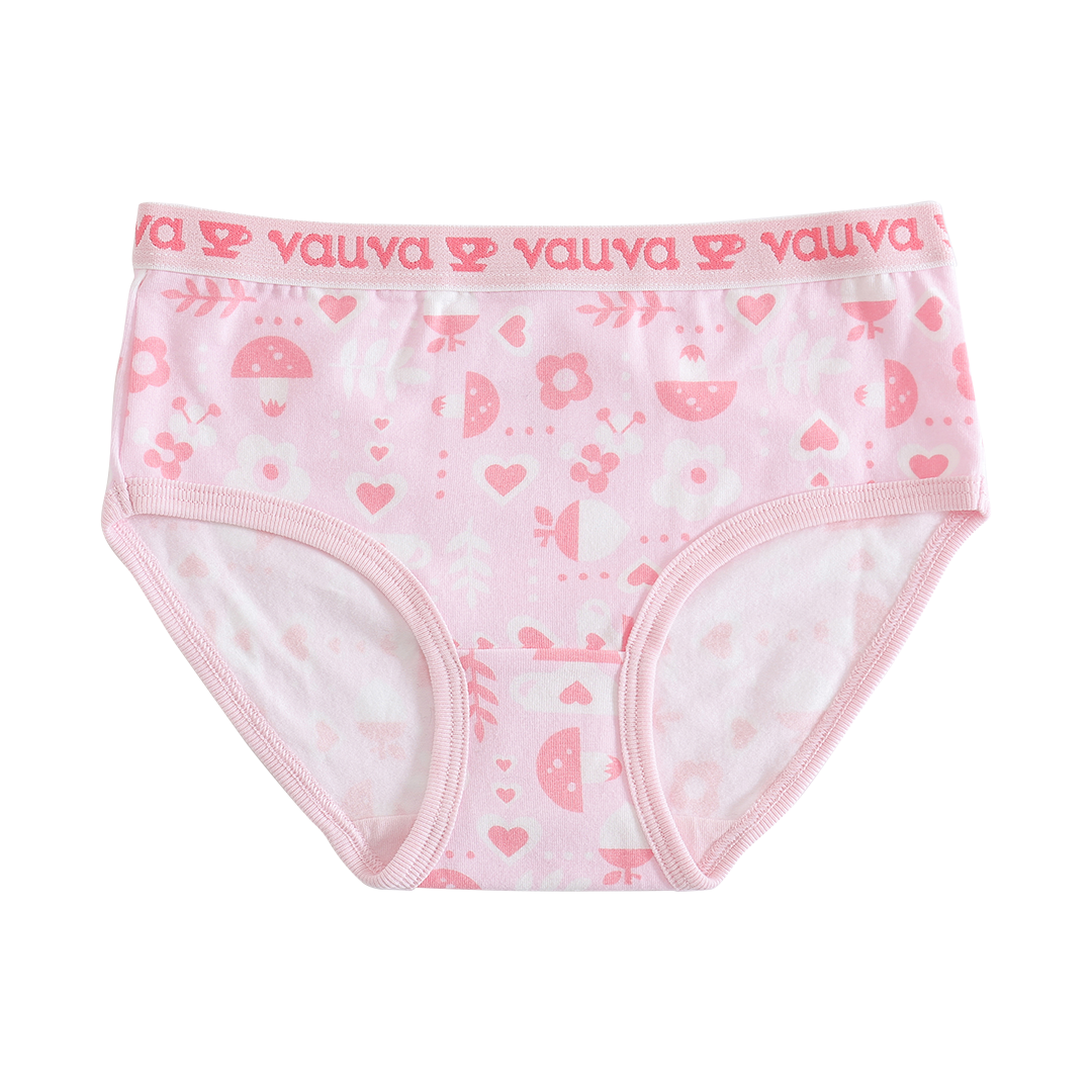 Vauva Girls Organic Cotton Underwear-VauvaPattern Pink Love5 product image front