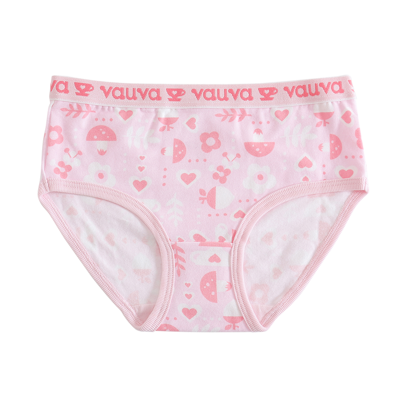 Vauva Girls Organic Cotton Underwear-VauvaPattern Pink Love5 product image front