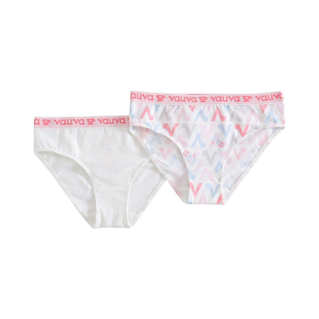 VAUVA Vauva Girls Organic Cotton Underwear - Vauva Pattern / White Underwear