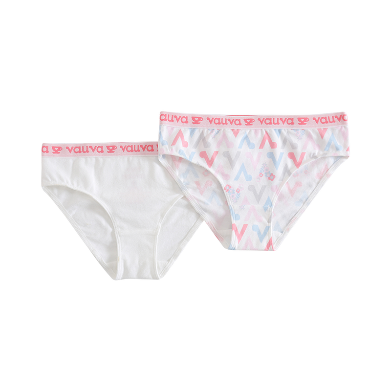 Vauva Girls Organic Cotton Underwear - Vauva Pattern / White
