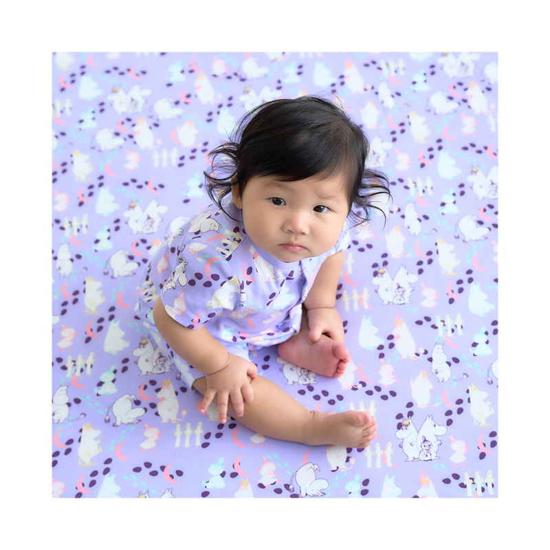 Vauva x Moomin All-over Print Short Sleeves Romper (Purple) product image model