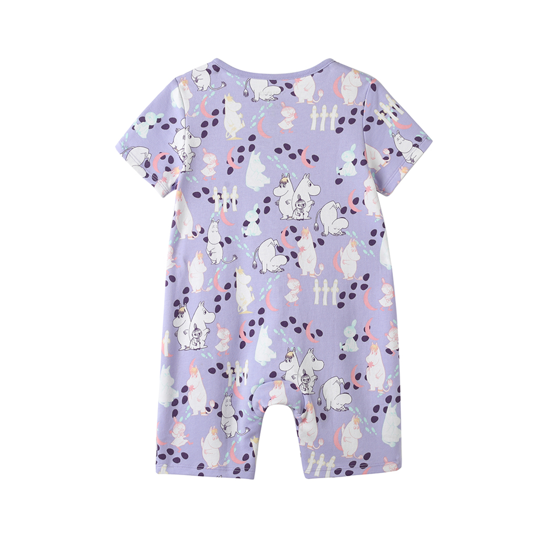 Vauva x Moomin All-over Print Short Sleeves Romper (Purple) product image back