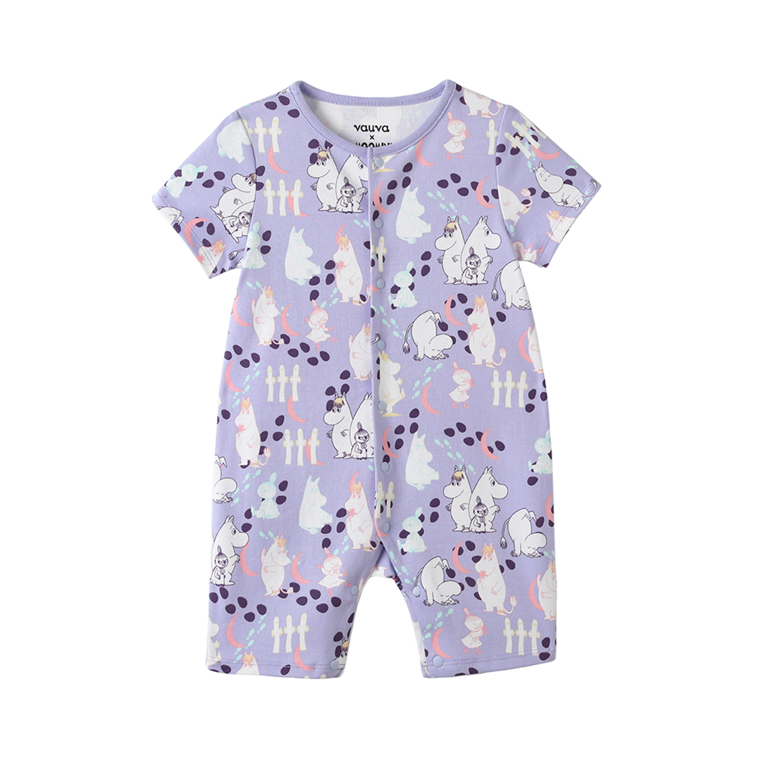 Vauva x Moomin All-over Print Short Sleeves Romper (Purple) product image front 