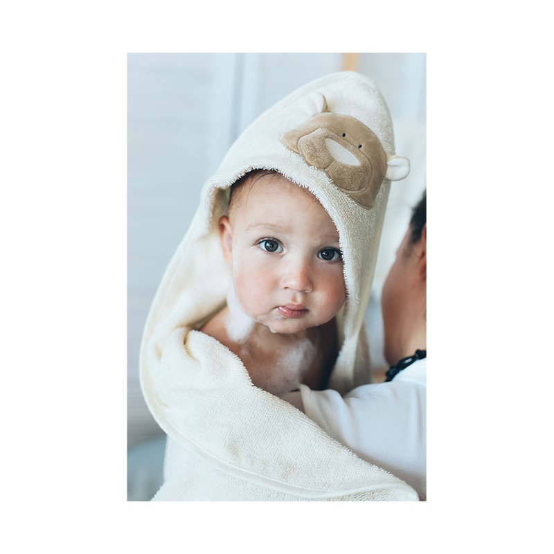 Wooly Organic Baby bath towel with hood – Teddy (75cmx75cm) - My Little Korner