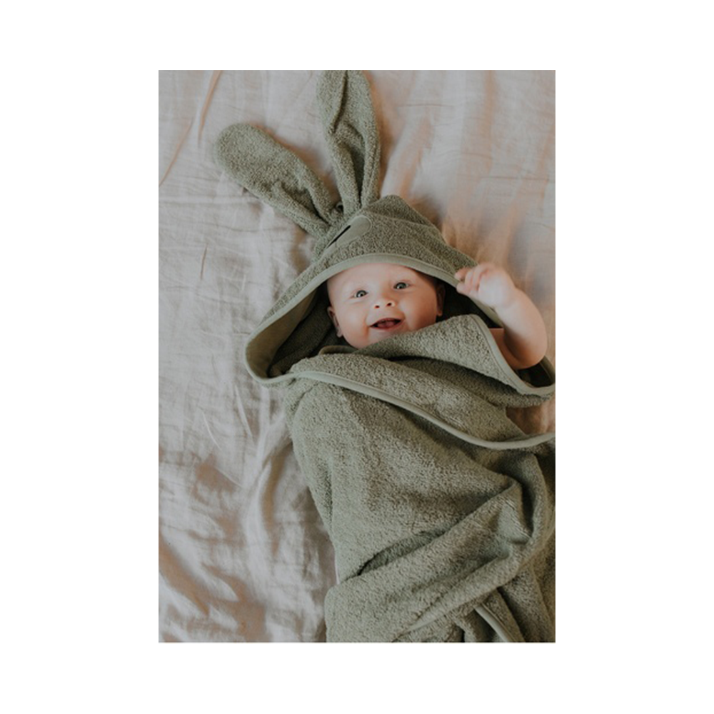 Wooly Organic Towel Baby - Bunny Sage Green