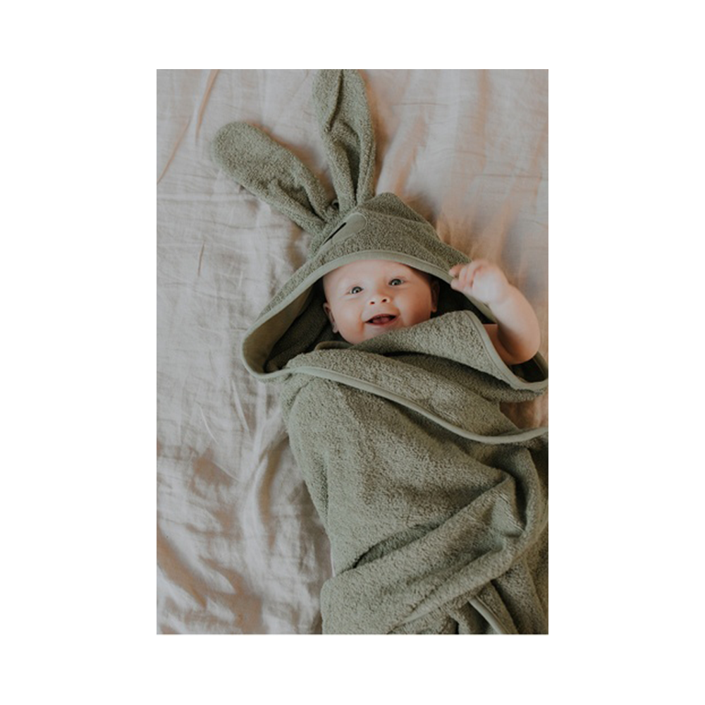 Wooly Organic Wooly Organic Towel Baby - Bunny Sage Green Towel