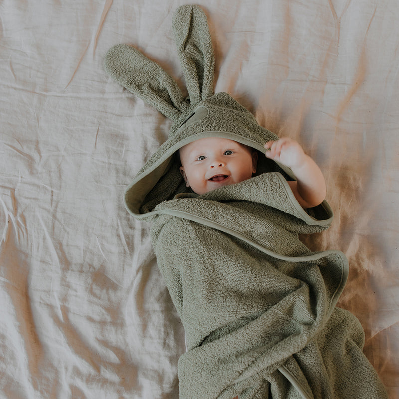 Wooly Organic Towel Junior - Bunny Sage Green